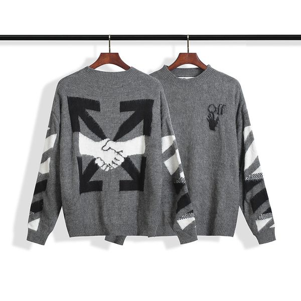 

18men women sweaters official new style men women designer brand luxury fine the fashion sweaters black white off the shoulder white, White;black