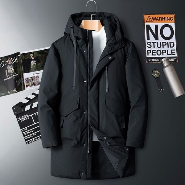 

winter down coats men fashion warm thick down jacket mens brand clothing parkas outerwear coat long big size casual jackets 201111, Black