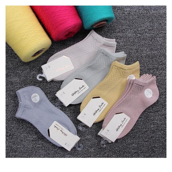 

women ankle socks solid color socks cotton spring summer fashion colorful ladies female invisible slipper short socks f bbynnl, Black