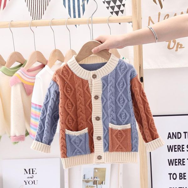 

boys girls knitted sweater outfits soft long sleeve christmas baby boy winter thick knitted clothes girls sweaters clothes1, Blue