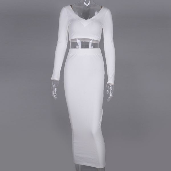 

newasia two piece set v-neck long sleeve crop long skirt set party clothing sets outfit women two piece outfits 2020 q1217, Black;white