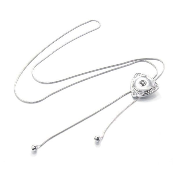 

3 styles slippable snap button jewelry pendant 90cm necklace with charm chain necklace fit 18/20mm snaps neckla bbyosu, Silver