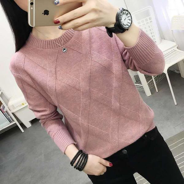 

plus velvet/no velvetstyle for autumn and winter sweater women pullover bottoming shirt loose bottoming shirt sweater women1, White;black