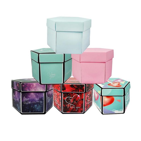 

gift wrap hexagon surprise explosion box po diy handmade wedding anniversary scrapbook supplies