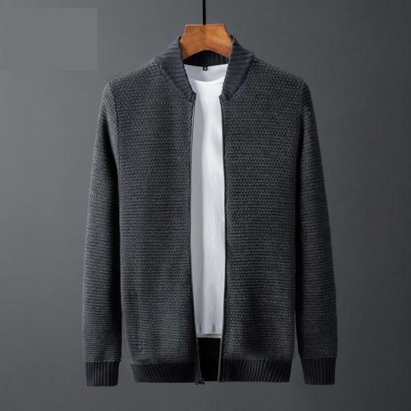 

men's sweaters stand collar mens 100% cotton cardigan zipper casual male plus size 5xl slim man sweater, White;black