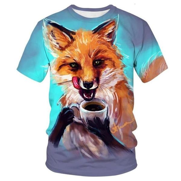 

sell 3d printed animal fox cat women t shirts summer girls cute color casual short sleeves female male tshirts, White