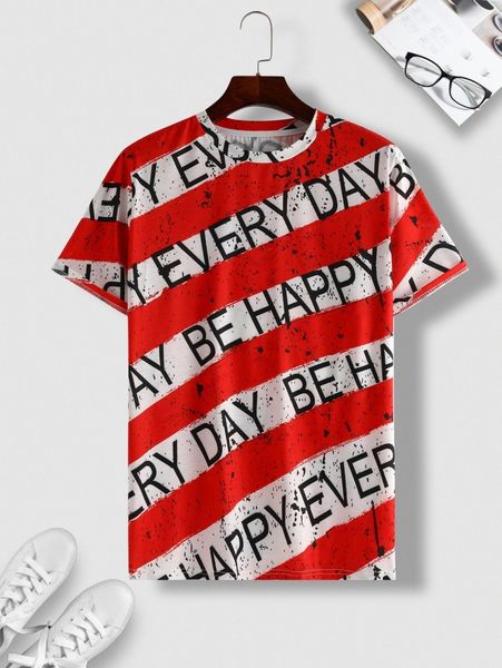 

men slogan graphic colorblock tee n1vl#, White;black