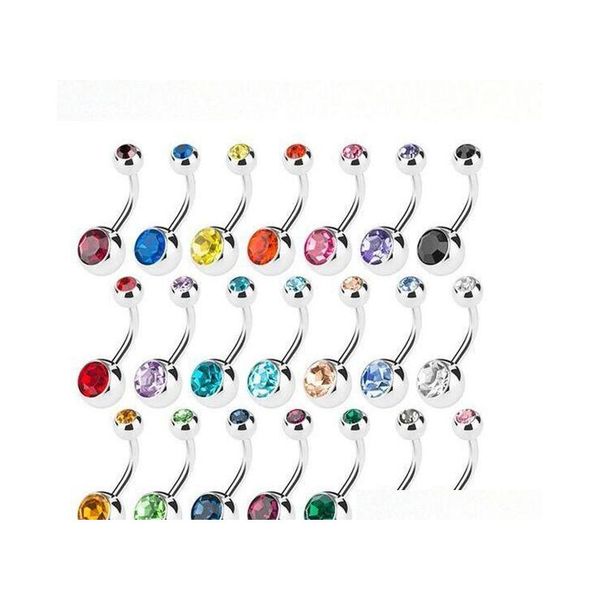 

2017 stainless steel crystal belly button rings rhinestones navel body piercing bars rings for women&ladies fashion jewelry dyiek, Silver