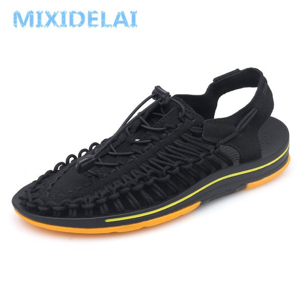 

mixidelai brand weave seaside beach shoes summer sandals men shoes fashion design men sandals quality comfortable casual shoes t200420, Black