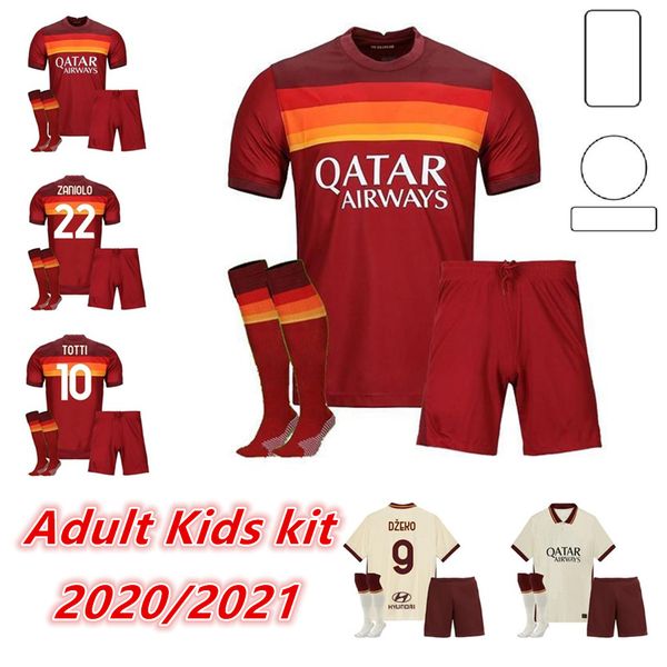 

kids kit 20 21 roma home away 3rd soccer jerseys pastore perotti totti de.rossi youth child rome camisetas football shirt, Black