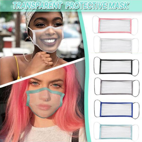

50pcs dhl clear full transparent protective masks breathable deaf-mute lip language mask for adults men women solid color edging blm w-00190