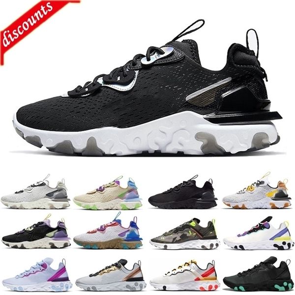 

2020 react element 55 87 tour yellow vision black iridescen bred triple black men running shoes women mens sport trainer 55s sneakers 36-45