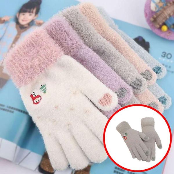 

five fingers gloves creative fashion snowflake printing mobile phone touch screen knitted winter thick & warm men women, Blue;gray