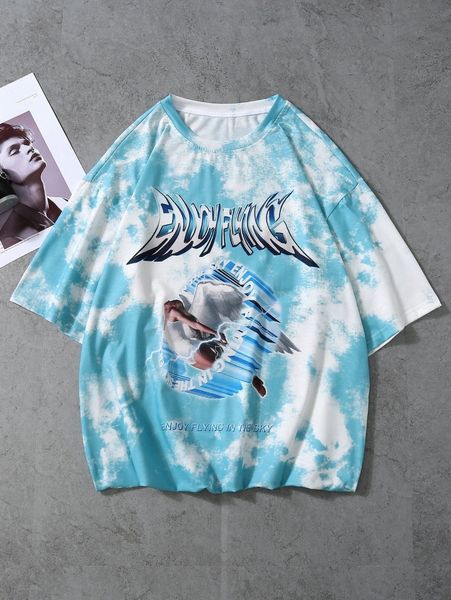 

men slogan and figure graphic tee l8md#, White;black