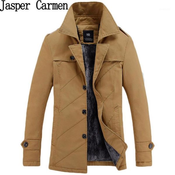 

new arrival men's cotton trench solid fashion jacket thicken winter long sleeve coat casual slim fit parka-86hfx1, Tan;black