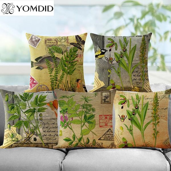 

bird plant floral cushion cover fashion style cotton linen pillowcase tropical plant flowers decorative throw pillows 45x45cm
