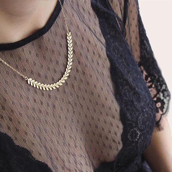

chokers 2021 wheat ear necklace female creative minimalist jewelry explosive short metal clavicle chain, Golden;silver
