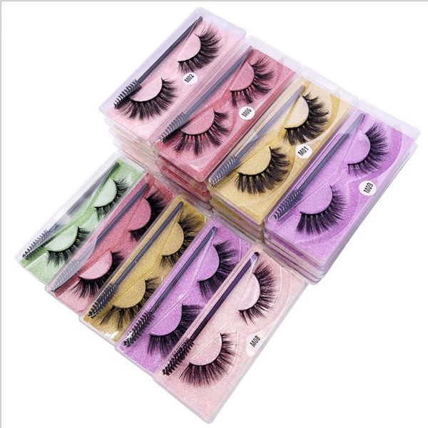 

colorful box 40 styles false eyelashes with brush easy wearing wholesale thick strip synthetic mink lashes usa/uk