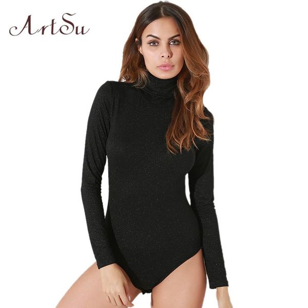 

women bodysuit clubwear long sleeve turtleneck black bodycon female catsuit party body romper new jumpsuit asju40121, Black;white