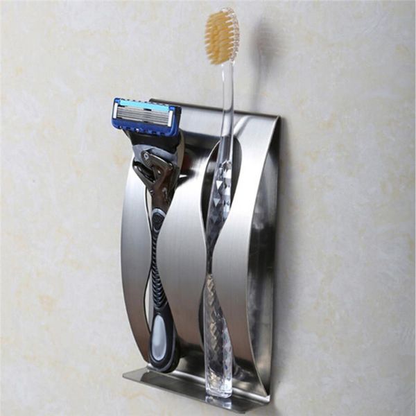 

tooth brush organizer box stainless steel wall mount toothbrush holder 2/3 position self-adhesive bathroom accessories