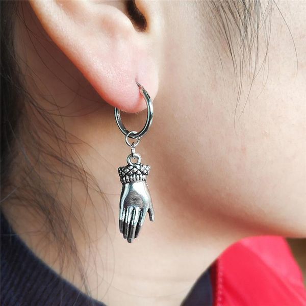 

сохот буддизм унисекс будда хамса рука груда кулон женщины мужчины обруч серьги модный этнический серебряный цвет двигая ювелирные изделия b, Black;white