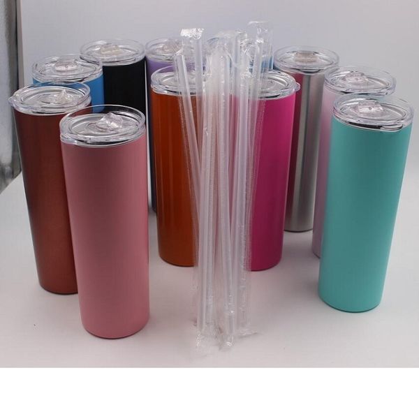 

tumbler 20oz insulated stainless vacuum steel skinny straight cup beer coffee mug glasses with lids straws mugs