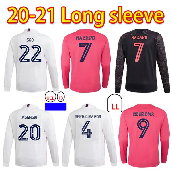 

2021new long sleeve soccer jerseys hazard sergio ramos benzema asensio men camiseta fourth 4th humanrace football shirt, Black;yellow