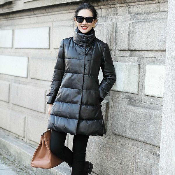 

long sheepskin coat genuine leather jacket women winter warm real leather down jacket 2020 luxury jaqueta couro 007 kj24971, Black