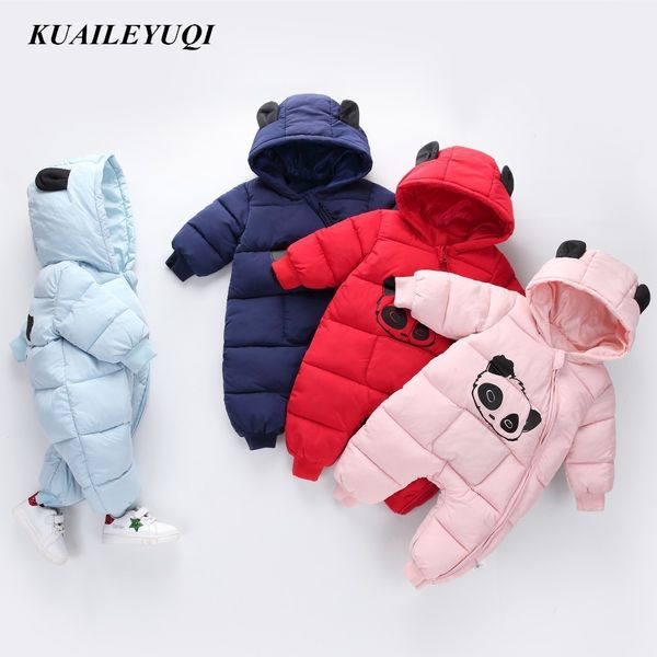 2020 novo bron frio inverno panda bebê traje macacão macacão macacão recém-nascido menina roupas menino snowsuit crianças infantil neve desgaste lj201007