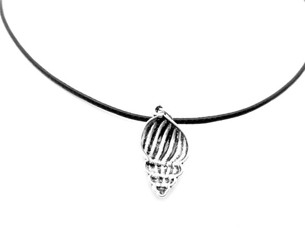 

pendant necklaces ocean winds necklace beach conch shell seashell sea nautical ariel mermaid leather rope, Silver