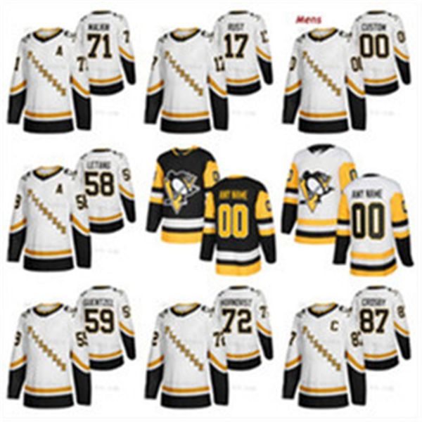 

custom sidney crosby pittsburgh 58 kris letang zucker evgeni malkin lafferty jarry kasperi kapanen home away third retro jersey, Black;red