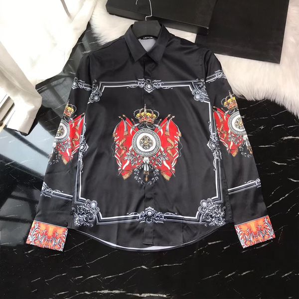 

mens cotton dress shirt men 3d red flag crown slim fit casual shirts dy2272 vybp, White;black