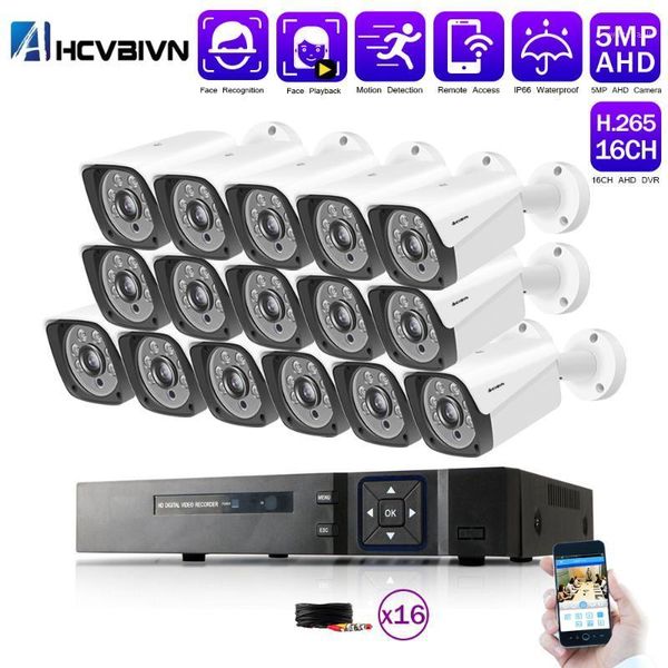 

16pcs cctv cameras kit 5mp h.265 outdoor surveillance kit 1080p ir security camera video surveillance system set 16ch dvr kits1