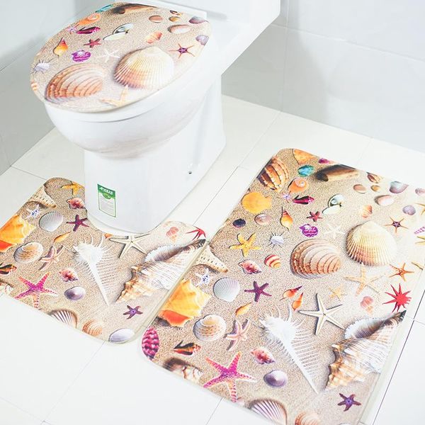

carpets toilet mats set shell 3 piece bathroom rug 3d ocean dolphin bath seat covers antislip doormat carpet 50*80cm