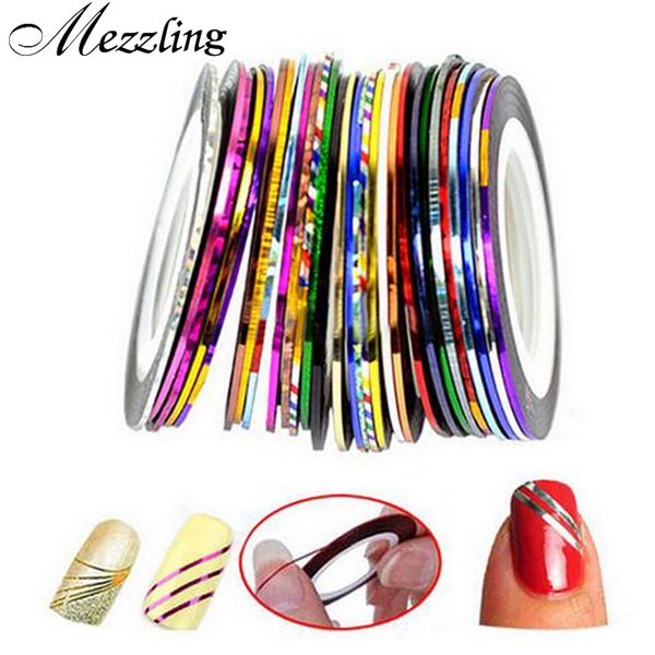 

100pcs/set nail striping tape metallic yarn line 3d nail art tool color rolls nail decals diy nails tips sticker decoration, Black