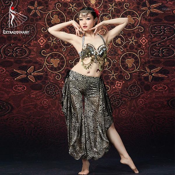 

ats women tribal belly dance bra and pant chain metallic vintage coins gypsy dance flare trousers 2pcs set costumes1, Black;red