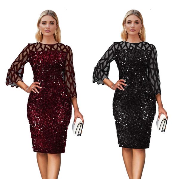 

tight km8078 new women's sequin drs skirt, Black;gray
