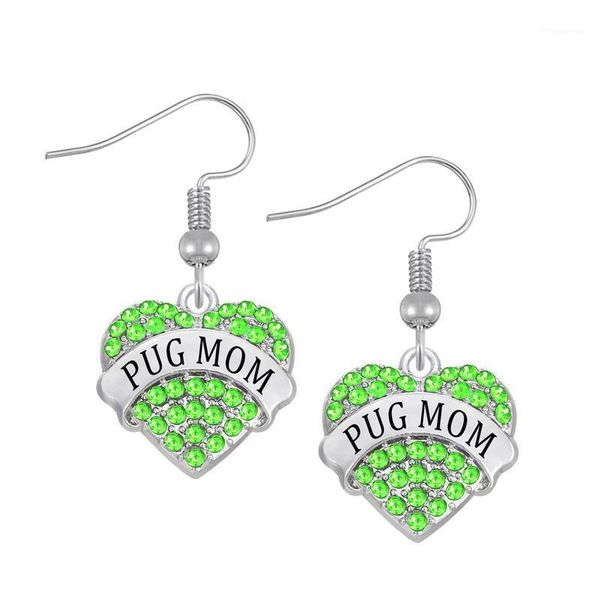 

rhinestone crystal stone hearts shape name words pug mom earring drop ship yiwu factory fashion1, Silver