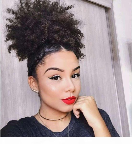 

afro bun puff curly drawstring hair pony tail clip in human black hair ponytail 100% malaysian human hair drawstring ponytail extention