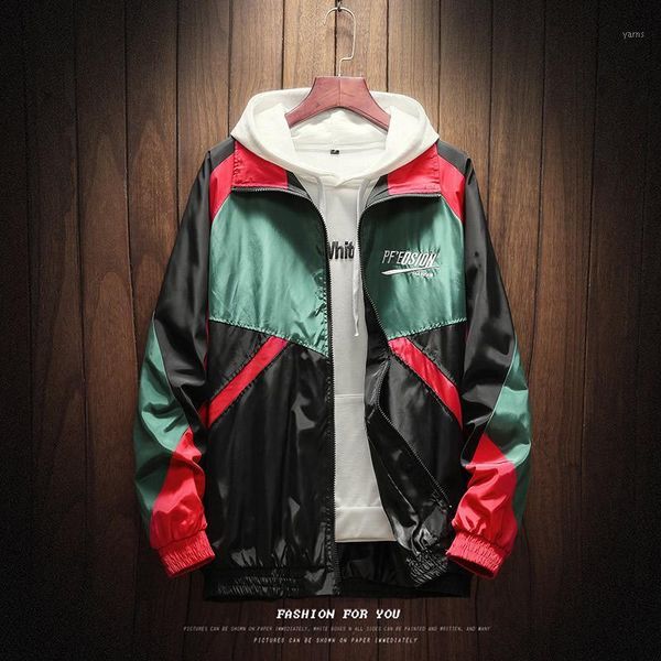 

2020 mens jackets hip-hop outwear spring fashion hit color patchwork casual streetwear male thin jacket coat fs271, Black;brown