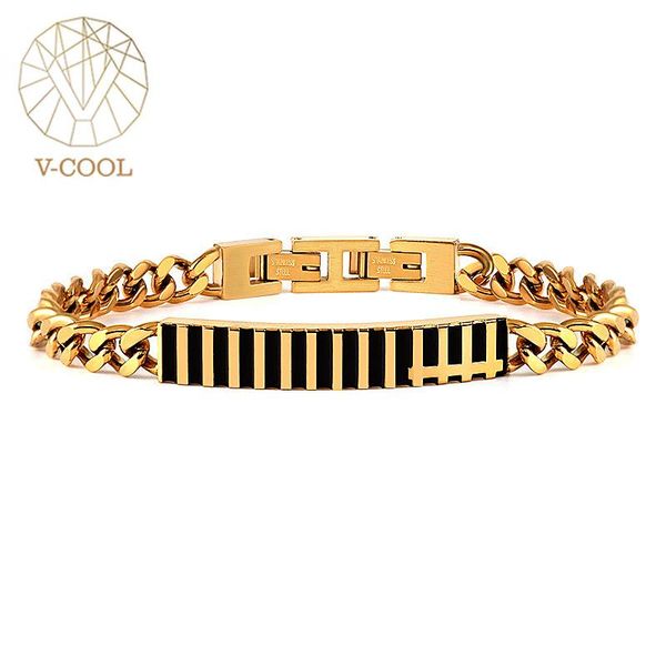 

bangle titanium steel bracelet simple hip-hop men's can be customized for stainless hiphop/rock jewelry, Black