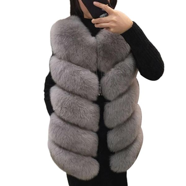 Mulheres Faux Faux Mulheres Vest Balde Senhoras Inverno Casaco Quente Oversize Outerwear Feminino Macio Fluffy