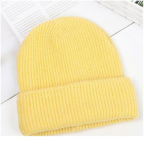 

women knitted winter hat female warm rabbit fur beanie girls solid bonnet woman skullies beanies soft winter c jllpar
