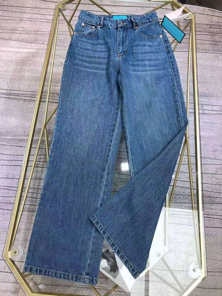 

milan runway jeans 2021 new fashion designer straight jeans brand same style luxury women's jeans 1227-36, Blue