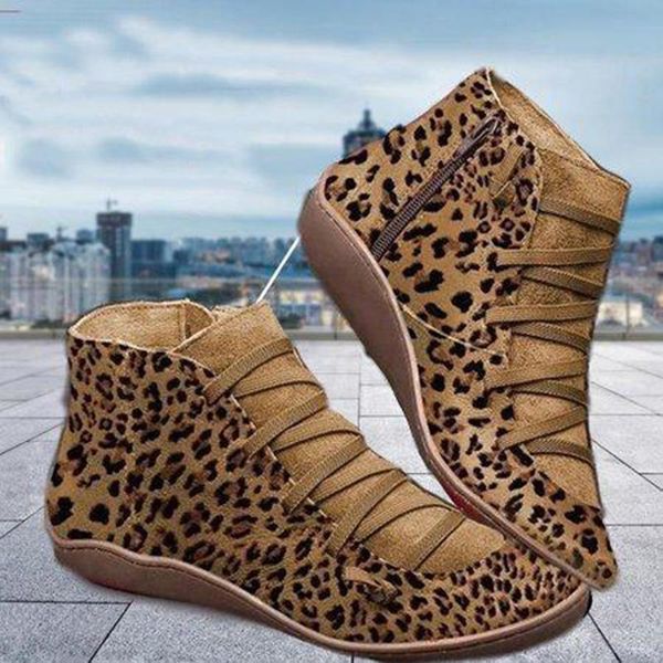 

boots 1 pair women shoes side zipper leopard pattern anti-slip breathable for outdoor, Black