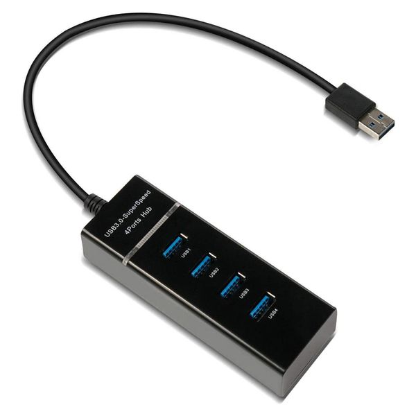 USB 3.0 SuperSpeed 4 Ports Hub mit LED-Licht Ultra Slim Splitter Adapter USB-Kabel für PC Computer Notebook USB-Flash-Laufwerke