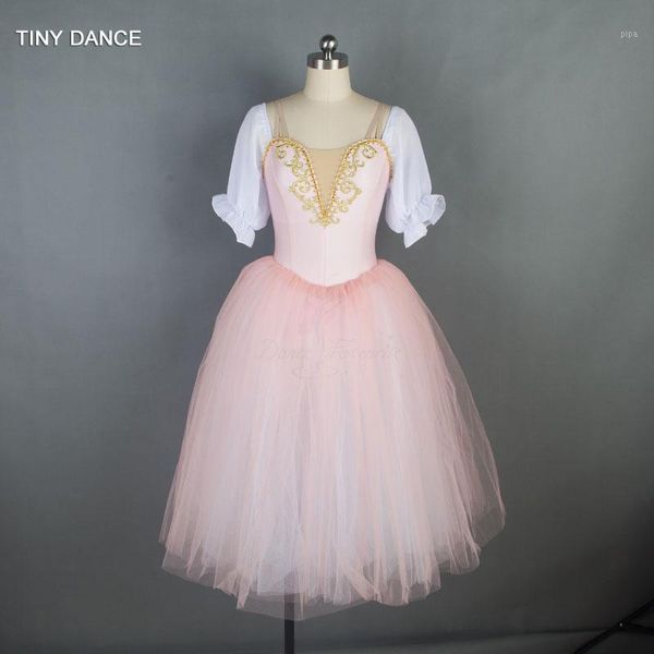 

girls and women ballerina dance dress puff sleeve long romantic ballet dance tutu 187031, Black;red