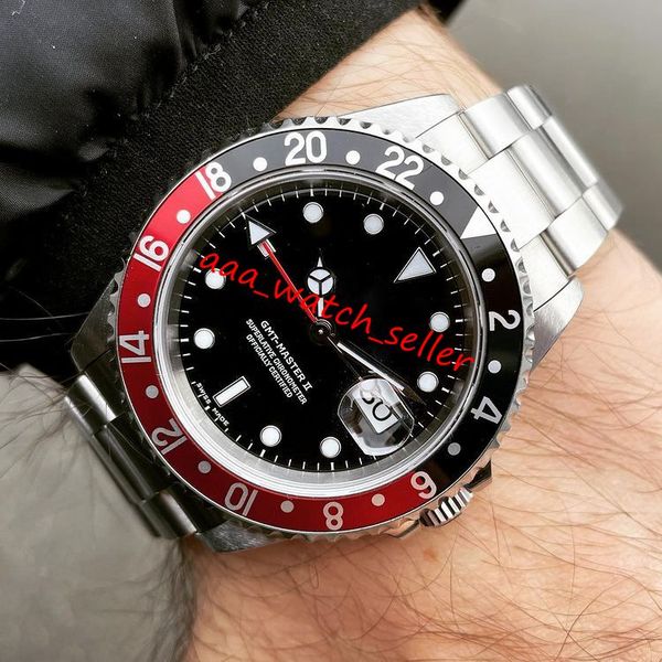 

vintage luxury mens watches bp version 16710 black red ceramic bezel mechanical automatic movement sapphire soprt wristwatches, Slivery;brown