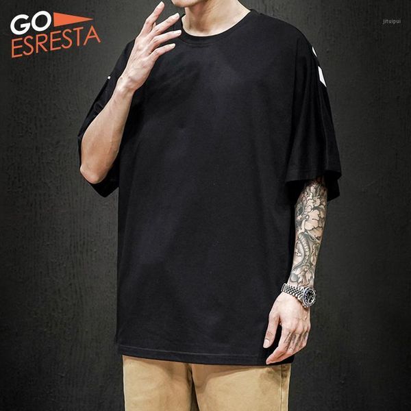 

goesresta 2020 summer new men's short-sleeved cotton casual wild loose m-5xl printed street fashion breathable t-shirt men1, White;black