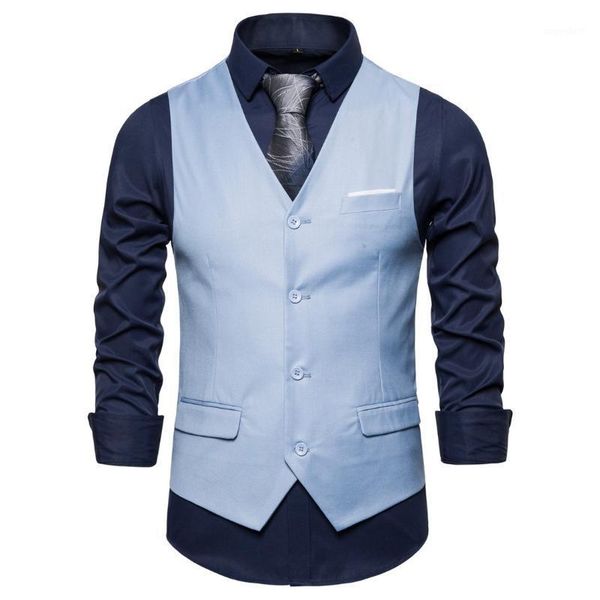 

spring 2020 business casual men slimming fit korean style waistcoat1, Black;white